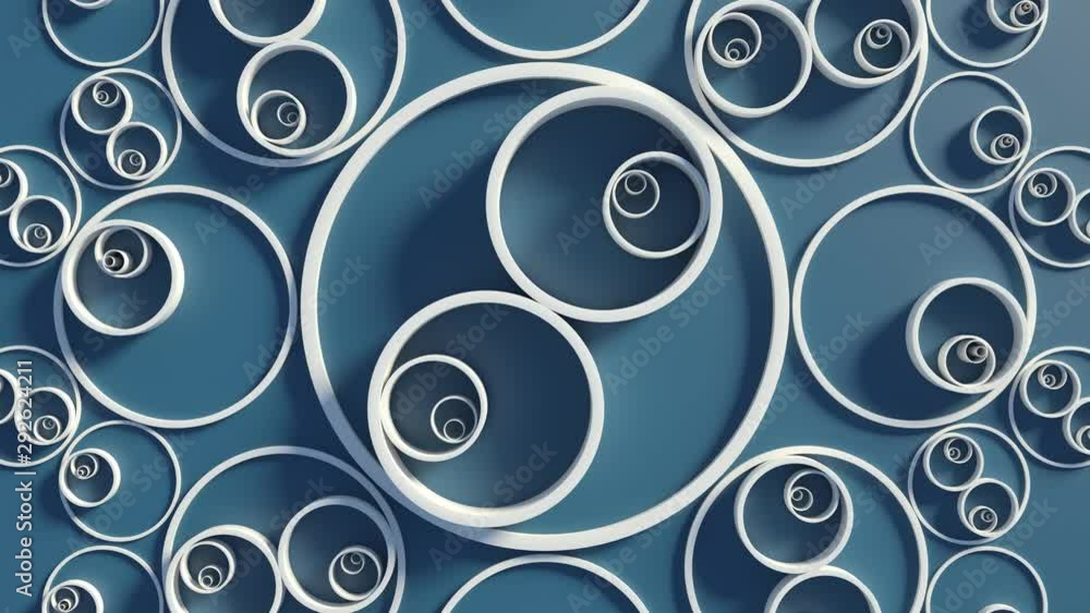 Poster 3d render background with circles that form ornament pattern. simple shapes with bright lighting and