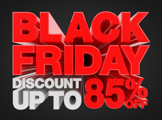 BLACK FRIDAY DISCOUNT UP TO 85 % OFF illustration 3D rendering