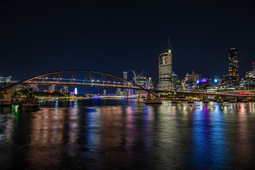 Fototapeta na wymiar Brisbane city at night from South Bank