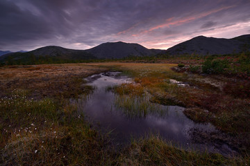Sunset on the lake, Magadan region, Kolyma, Jack London lake