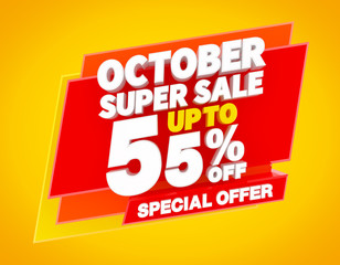 OCTOBER SUPER SALE UP TO 55 % SPECIAL OFFER illustration 3D rendering