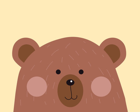 Kawaii bear is looking to you with happy smile.