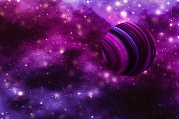 Stars, planet and galaxy in cosmos universe, space and time travel science background