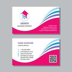 Business visit card template with logo - concept design. Arrow up exchange growth branding. Vector illustration. 