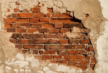 stary mur dziura cegły