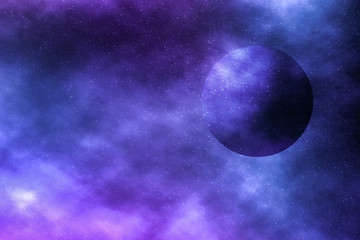 Stars, planet and galaxy in cosmos universe, space and time travel science background