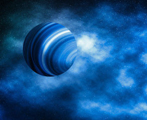 Stars, planet and galaxy in cosmos universe, space and time travel science background