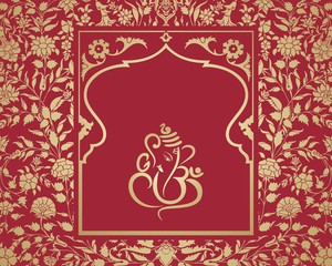 Ganesha, wedding card, royal Rajasthan, India	