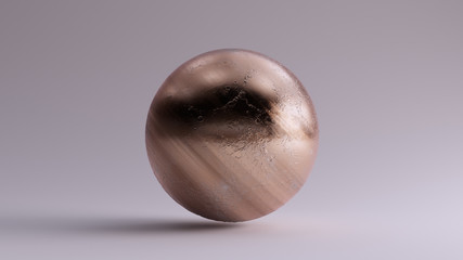 Bronze Polished Sphere with Silver Moon Crater detail 3d Illustration 3d render	