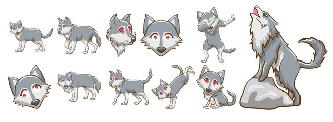 wolf vector set clipart design