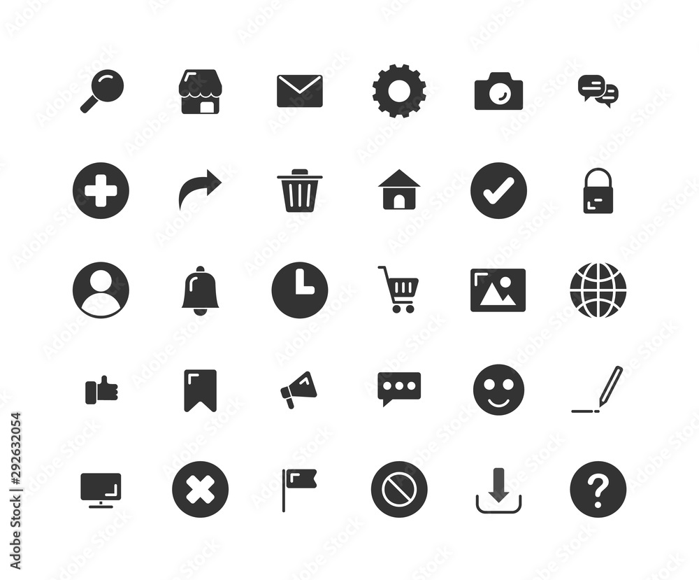 Poster web interface solid icon set. vector and illustration.