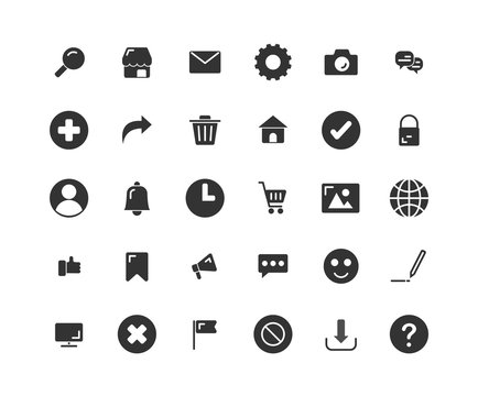 Web Interface solid icon set. Vector and Illustration.