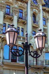 Street lamp in the background of the building