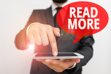 Word writing text Read More. Business photo showcasing Provide more time or thorough reading for a specific topic or item