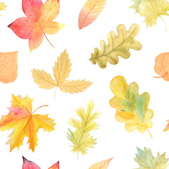 Watercolor Autumn Seamless Pattern