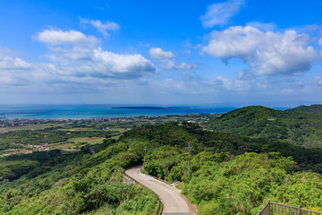 Fototapeta na wymiar View of Taketomi Island from Ishigakijima Banna Park Observatory