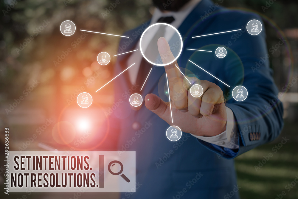 Poster text sign showing set intentions not resolutions. business photo text positive choices for new start