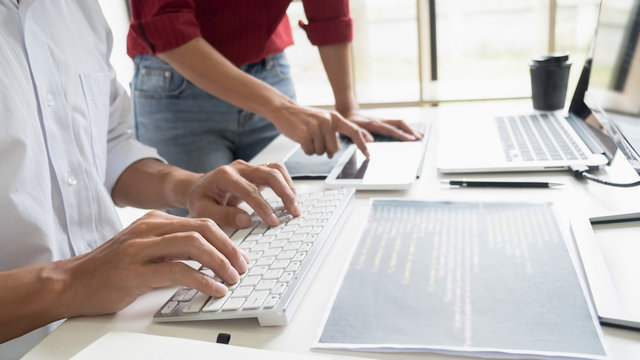 Programmer working in a software development and coding technologies. Website design. Technology concept.