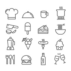 Simple set of food and drink minimal icon isolated. Modern outline on white background