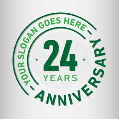 24 years anniversary logo template. Twenty-four years celebrating logotype. Vector and illustration.