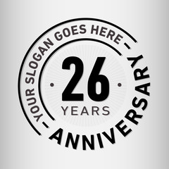 26 years anniversary logo template. Twenty-six years celebrating logotype. Vector and illustration.