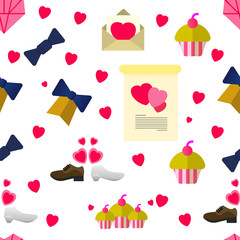 Seamless pattern wedding with cake and box gift