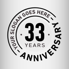 33 years anniversary logo template. Thirty-three years celebrating logotype. Vector and illustration.