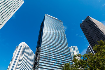(東京都ｰ都市風景)青空の下の西新宿高層ビル群３