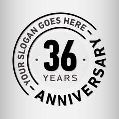 36 years anniversary logo template. Thirty-six years celebrating logotype. Vector and illustration.