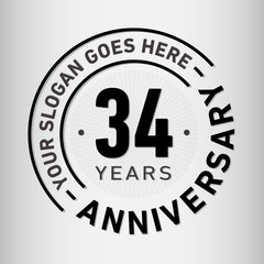 34 years anniversary logo template. Thirty-four years celebrating logotype. Vector and illustration.