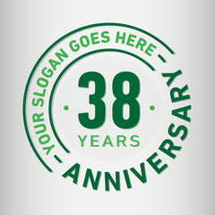 38 years anniversary logo template. Thirty-eight years celebrating logotype. Vector and illustration.
