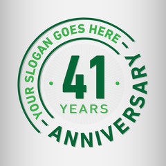 41 years anniversary logo template. Forty-one years celebrating logotype. Vector and illustration.