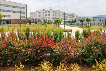 KRAKOW, POLAND - JULY 20, 2019: The Jagiellonian University. Modern campus buildings