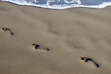 砂浜の足あと