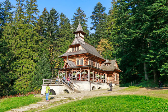 ZAKOPANE, POLAND - OCTOBER 02, 2016: Jaszczurowka, famous wooden chapel