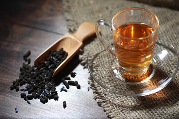 Brewed tea on a serving table