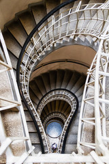 Bulb shaped cubism style stairs in the House of the Black Madonna which is a cubist building in the...