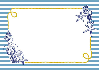 手描き画 マリン　フレーム　横長