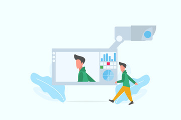 man caught on CCTV camera. CCTV camera recording concept vector illustration concept for web landing page template, banner, flyer and presentation