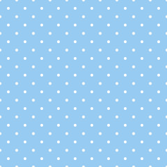 Seamless pattern with dots. White polka dots on blue background. Wallpaper, fabric, textile, scrapbooking, card, cover design and decor. Seamless print illustration for kids, babies, boys and girls