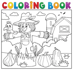Rideaux velours Pour enfants Livre de coloriage épouvantail thème 2