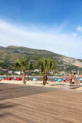 Fototapeta na wymiar French Riviera - Menton - Plage des Sablettes