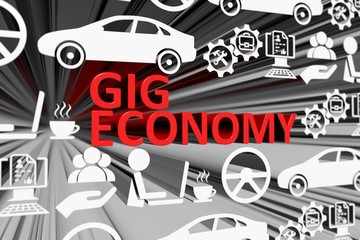 Obraz premium GIG ECONOMY concept blurred background 3d render illustration