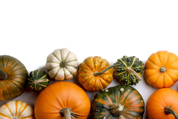 Pumpkins on white background