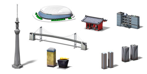 Tokyo building white background by 3d rendering_2