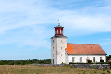 Fototapeta na wymiar The church of the village Gardby on the swedish island Oland in summer