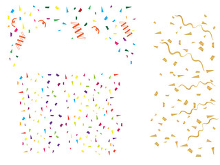 Background with many falling tiny confetti. Falling shiny golden confetti background