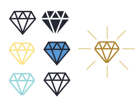 Diamond vector icons set. Brilliant vector icon