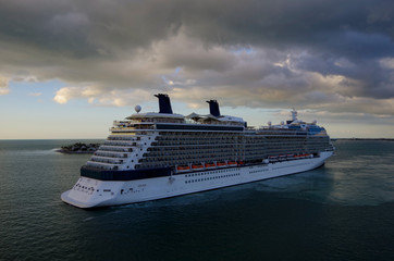 Luxury liner cruiseship or cruise ship Celebrity Cruises Equinox departing port of Key West,...