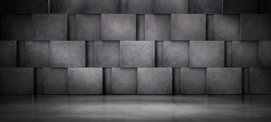 Futuristic Concrete Wall Room Dark Background Scene with Floor